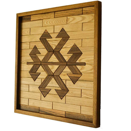 Picture of Natural Wood Wall Art Panel with  Kilim Motif "Scorpion"