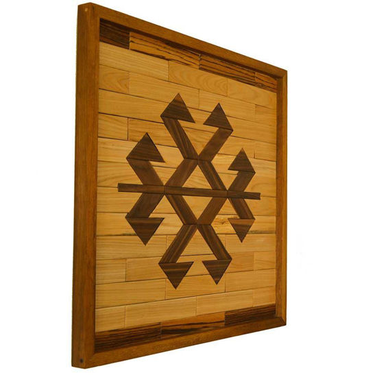 Picture of Natural Wood Wall Art Panel with  Kilim Motif "Scorpion"