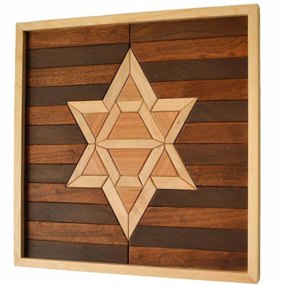 Picture of Wood Star Wall Art: Kilim Motif, Rustic Home Decor
