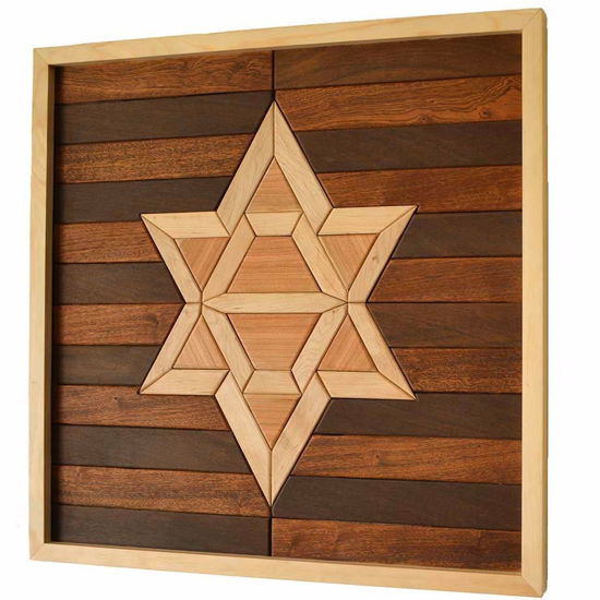 Picture of Wood Star Wall Art: Kilim Motif, Rustic Home Decor
