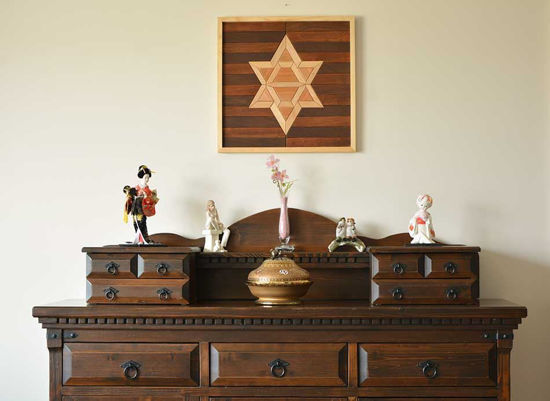 Picture of Wood Star Wall Art: Kilim Motif, Rustic Home Decor