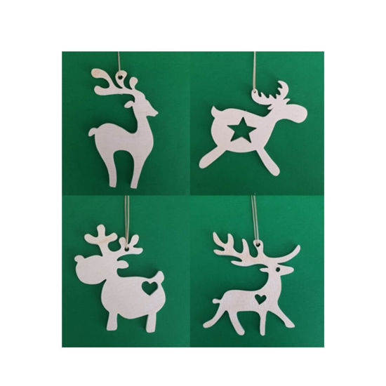 Picture of Wooden Christmas Ornaments - Deer Set