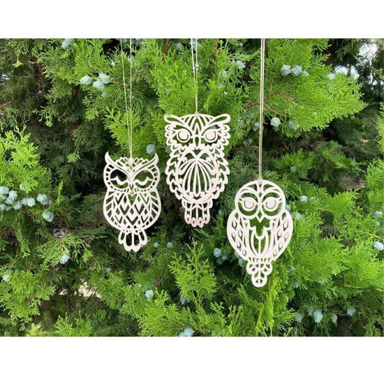 Picture of Wooden Christmas Ornaments - Owl Set-3