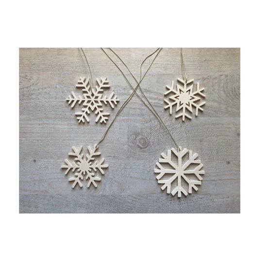 Picture of Wooden Christmas Ornaments - Snowflakes Set