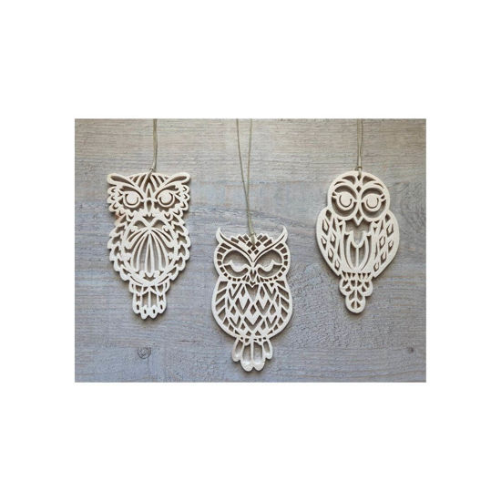 Picture of Wooden Christmas Ornaments - Owl Set-3