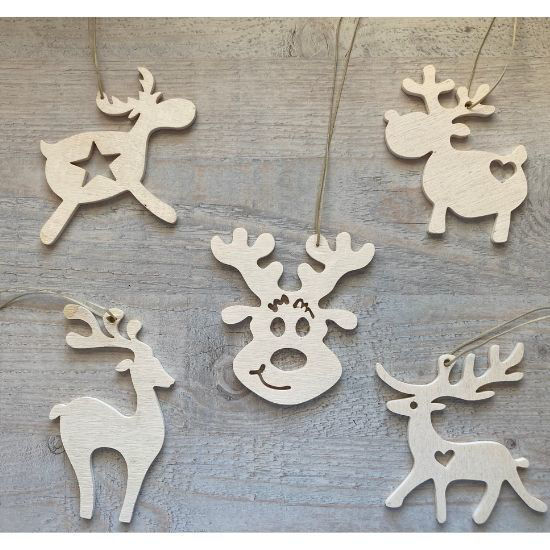 Picture of Wooden Christmas Ornaments - Deer Set