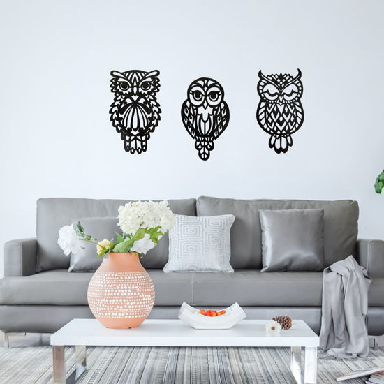 Picture of Wood Wall Art Owl Set, Wooden Animal Wall Decor