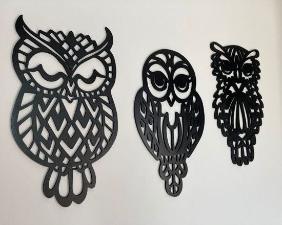 Picture of Wood Wall Art Owl Set, Wooden Animal Wall Decor