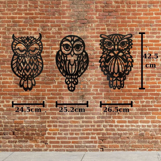 Picture of Wood Wall Art Owl Set, Wooden Animal Wall Decor