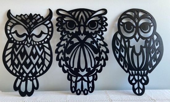 Picture of Wood Wall Art Owl Set, Wooden Animal Wall Decor