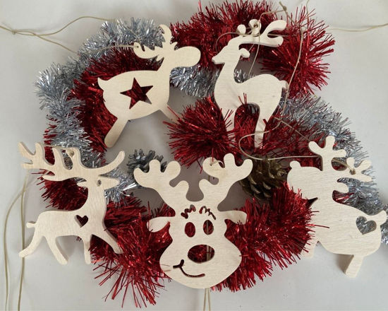 Picture of Wooden Christmas Ornaments - Deer Set