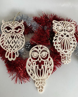 Picture of Wooden Christmas Ornaments - Owl Set-3