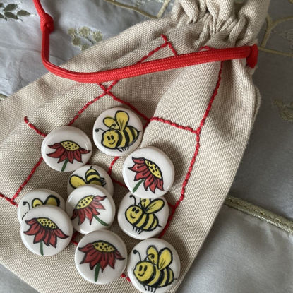 Picture of Ceramic Tic-Tac-Toe Game, Bees & Sunflowers