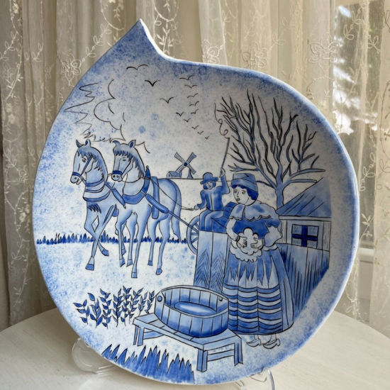 Picture of Decorative Tile Plate 12'', Handpainted Tile Art with Village Motif
