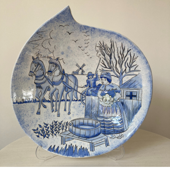 Picture of Decorative Tile Plate 12'', Handpainted Tile Art with Village Motif