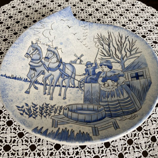 Picture of Decorative Tile Plate 12'', Handpainted Tile Art with Village Motif