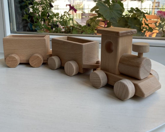 Picture of Wooden Train Set with Trailer