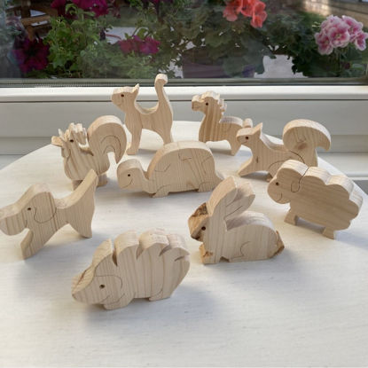 Picture of Handmade Wooden Farm Animal Toys, Set of 9