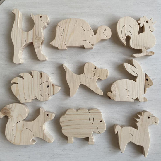 Picture of Handmade Wooden Farm Animal Toys, Set of 9