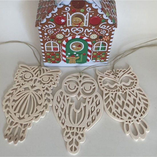 Picture of Handmade Wooden Christmas Ornaments - Three Owl Set