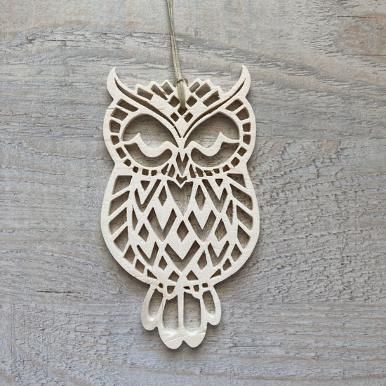 Picture of Handmade Wooden Christmas Ornaments - Three Owl Set